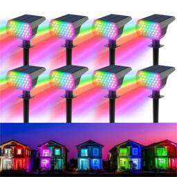 Kelvenix 8X RGB LED Solar Spot Light, Outdoor Garden Stake Pathway Lamp