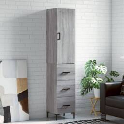 Berkfield Home Highboard Grey Sonoma 34.5x34x180 cm Engineered Wood - thumbnail 2