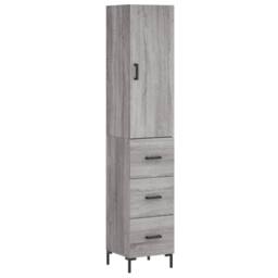 Berkfield Home Highboard Grey Sonoma 34.5x34x180 cm Engineered Wood - thumbnail 1