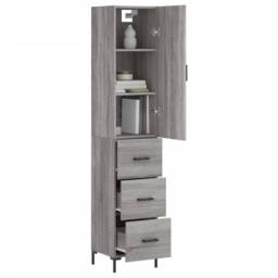 Berkfield Home Highboard Grey Sonoma 34.5x34x180 cm Engineered Wood - thumbnail 3