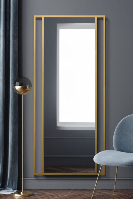 "MirrorOutlet Gold Modern Wall & Leaner Mirror 71"" X 31"" (180 x 80CM) - Size: 1 Pack" - image 1