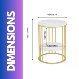 Pirlo Plush 2 Tier Round Faux Marble Accent Coffee Side Table in Gold - thumbnail 6