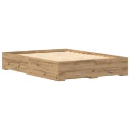 Berkfield Home Traditional Bed Frame with Drawers Artisan Oak 135x190 cm Enginee in Brown - thumbnail 3