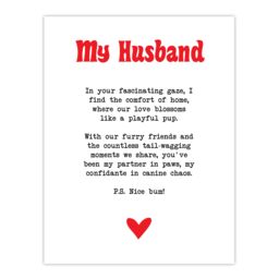 "Artery8 Love Poem Dog Lover Husband Romantic Poetry Fun Wall Art Print in White - Size: W24"" x H32""" - thumbnail 1