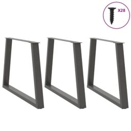 Berkfield Home Dining Table Legs V-Shape 3 pcs Anthracite 90x(72-73.3) cm Steel in Black - thumbnail 3