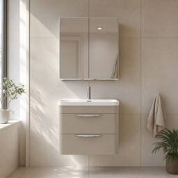 Balterley Aldershawe 2, Thin Edge Ceramic Basin, 600mm, Pebble Grey, Wall Hung in Grey - thumbnail 6
