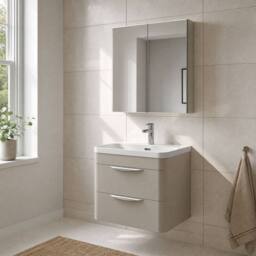 Balterley Aldershawe 2, Thin Edge Ceramic Basin, 600mm, Pebble Grey, Wall Hung in Grey - thumbnail 4