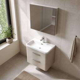 Balterley Aldershawe 2, Thin Edge Ceramic Basin, 600mm, Pebble Grey, Wall Hung in Grey - thumbnail 3
