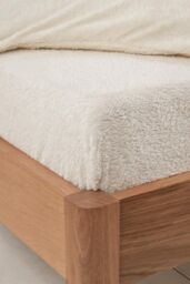 OHS Teddy Fleece Thermal Fitted Bed Sheet in Cream - Size: Double Fitted - thumbnail 1