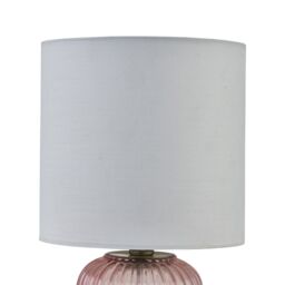 First Choice Lighting Walter - Set of 2 Pink Ribbed Glass 29cm Table Lamps with White Shade - thumbnail 4