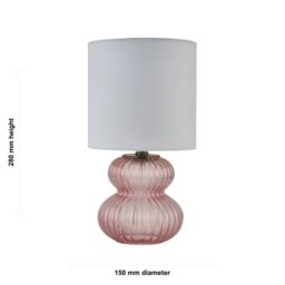 First Choice Lighting Walter - Set of 2 Pink Ribbed Glass 29cm Table Lamps with White Shade - thumbnail 8