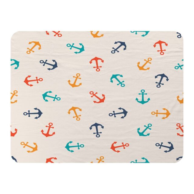 Benjamin Tate Design Multi Coloured Anchors Blanket in Natural - Size: 120 cm x 150 cm - image 1