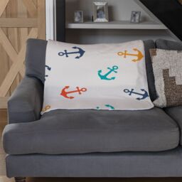 Benjamin Tate Design Multi Coloured Anchors Blanket in Natural - Size: 120 cm x 150 cm - thumbnail 2