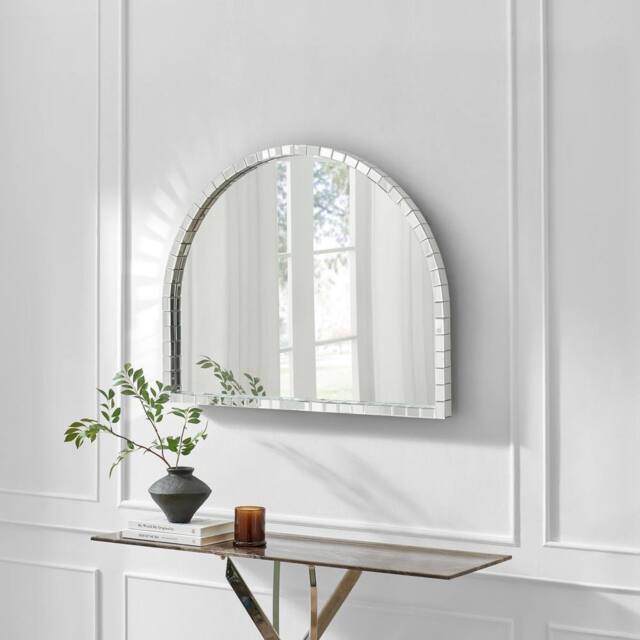 FurnitureboxUK Disco Large Glam Overmantel Arch Wall Mirror in Clear - image 1