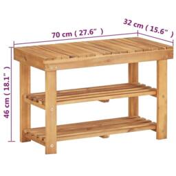Berkfield Home Shoe Rack 70x32x46 cm Solid Acacia Wood in Brown - Size: 70 x 32 x 46 cm - thumbnail 5