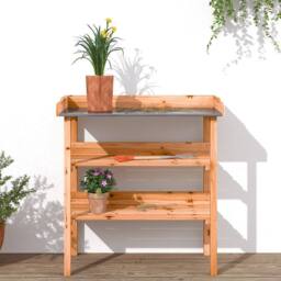 Berkfield Home Plant Table with Shelves Brown 78x38x82.5 cm Solid Wood Fir - thumbnail 1