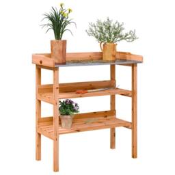 Berkfield Home Plant Table with Shelves Brown 78x38x82.5 cm Solid Wood Fir - thumbnail 2