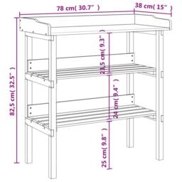 Berkfield Home Plant Table with Shelves Brown 78x38x82.5 cm Solid Wood Fir - thumbnail 9