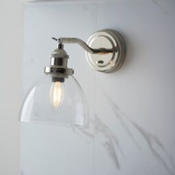 Loops Bright Nickel Wall Light Fitting - Clear Glass Shade - Knurled Detailing in Metallics - thumbnail 3