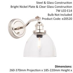 Loops Bright Nickel Wall Light Fitting - Clear Glass Shade - Knurled Detailing in Metallics - thumbnail 2