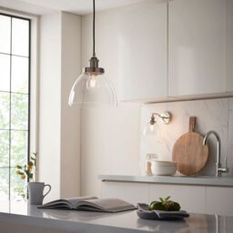 Loops Bright Nickel Wall Light Fitting - Clear Glass Shade - Knurled Detailing in Metallics - thumbnail 4