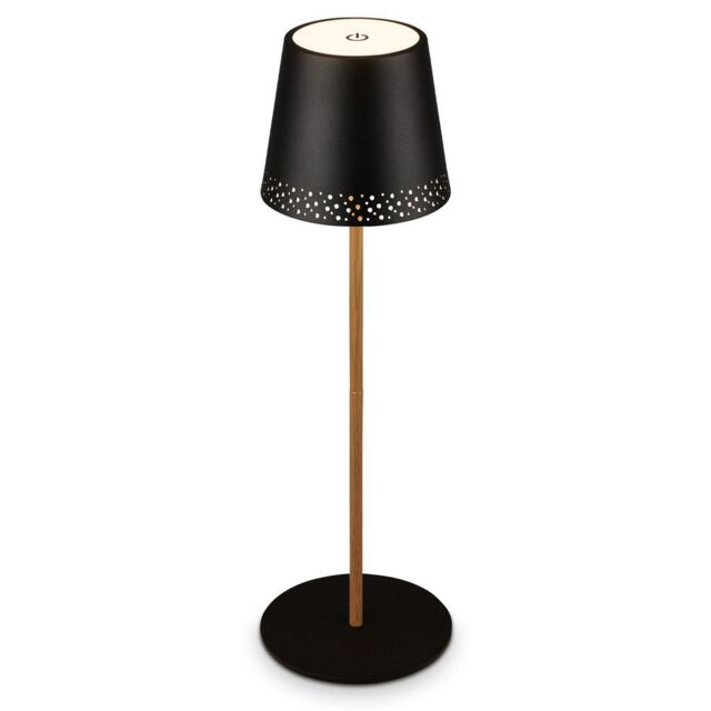 BRILONER Black Wood 2.6W Rechargeable LED Table Lamp - image 1