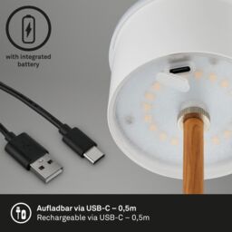 BRILONER Black Wood 2.6W Rechargeable LED Table Lamp - thumbnail 6