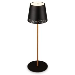 BRILONER Black Wood 2.6W Rechargeable LED Table Lamp