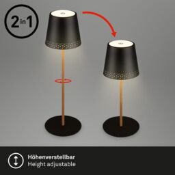 BRILONER Black Wood 2.6W Rechargeable LED Table Lamp - thumbnail 7