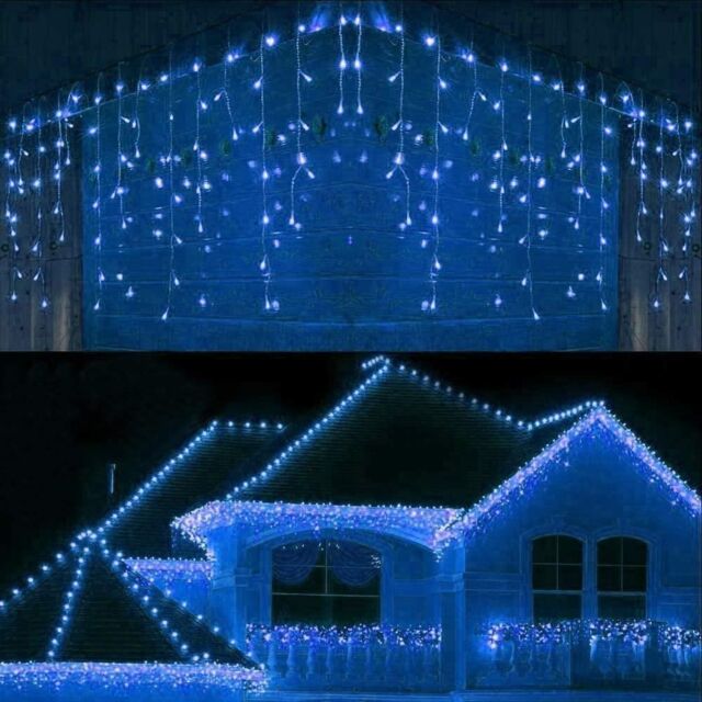 Shatchi 240 Blue LED Icicle Christmas Lights - 8 Modes, Auto Timer - image 1