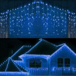 Shatchi 240 Blue LED Icicle Christmas Lights - 8 Modes, Auto Timer