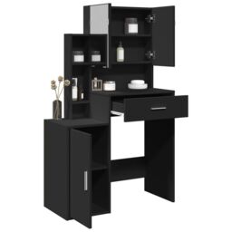 Berkfield Home Dressing Table with Cabinet Black 80x35x132 cm - Size: 80 x 35 x 132 cm - thumbnail 4