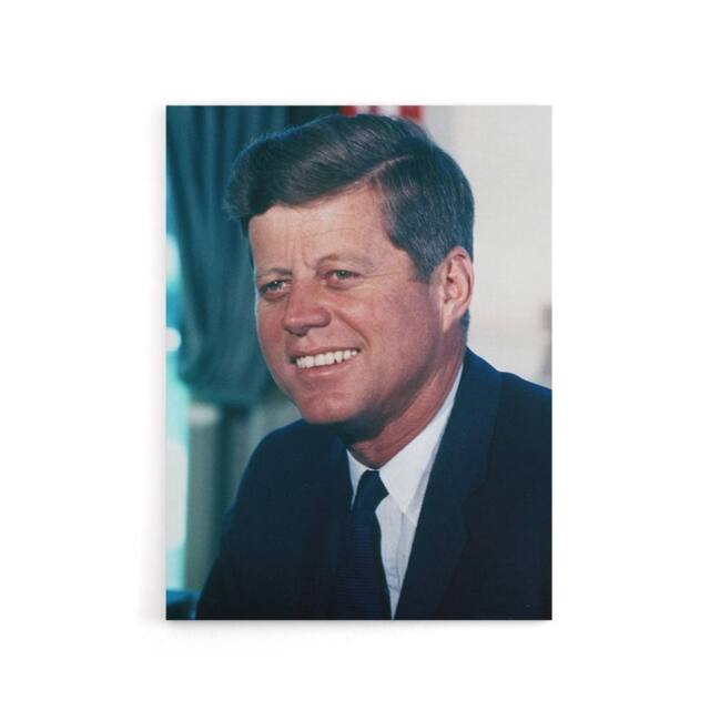 "Artery8 US President John F Kennedy JFK Portrait Canvas Wall Art Print - Size: W18"" x H24""" - image 1