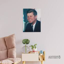 "Artery8 US President John F Kennedy JFK Portrait Canvas Wall Art Print - Size: W18"" x H24""" - thumbnail 3