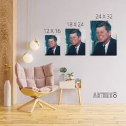 "Artery8 US President John F Kennedy JFK Portrait Canvas Wall Art Print - Size: W18"" x H24""" - thumbnail 4