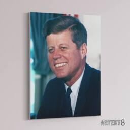 "Artery8 US President John F Kennedy JFK Portrait Canvas Wall Art Print - Size: W18"" x H24""" - thumbnail 2