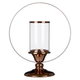 Orsina South Small Metal Candle Holder, Boutique-Style Brass Finished Candle Stand, Perfect Candelabra for Home Decor in Brown