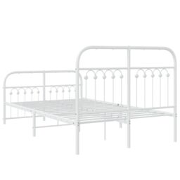 Berkfield Home Metal Bed Frame without Mattress with Footboard White 120x190cm - Size: 120x190 cm - thumbnail 6