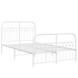 Berkfield Home Metal Bed Frame without Mattress with Footboard White 120x190cm - Size: 120x190 cm - thumbnail 3