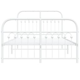 Berkfield Home Metal Bed Frame without Mattress with Footboard White 120x190cm - Size: 120x190 cm - thumbnail 4