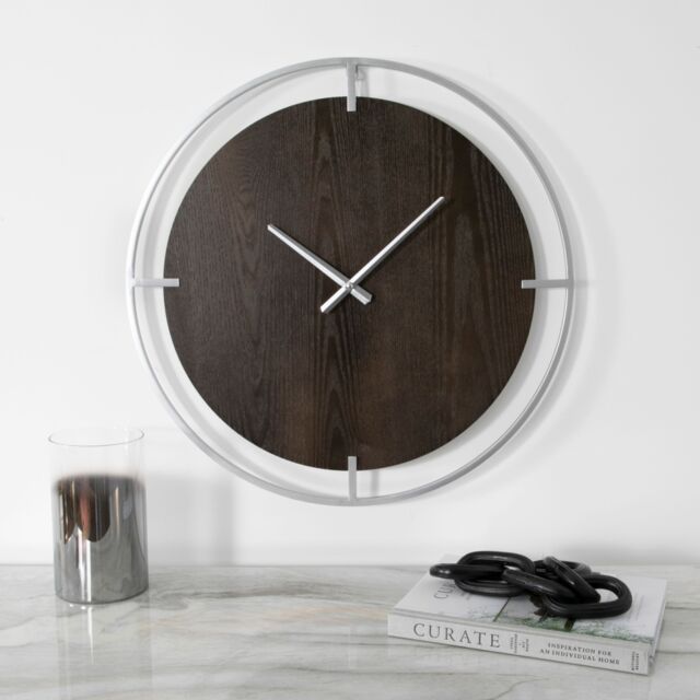 Native Home & Lifestyle Minimalist Wood & Silver Wall Clock in White - Size: 1 Pack - image 1