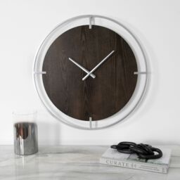 Native Home & Lifestyle Minimalist Wood & Silver Wall Clock in White - Size: 1 Pack