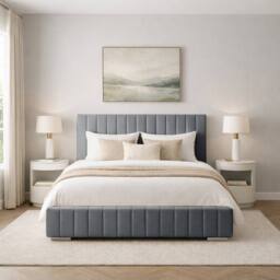 Desire Deco Plush Velvet Platinum Upholstered Bed Frame, All Sizes in Grey - Size: Super King - thumbnail 2
