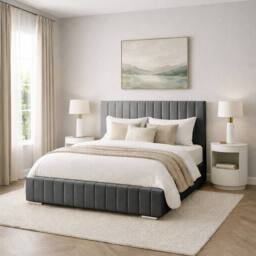 Desire Deco Plush Velvet Platinum Upholstered Bed Frame, All Sizes in Grey - Size: Super King - thumbnail 1