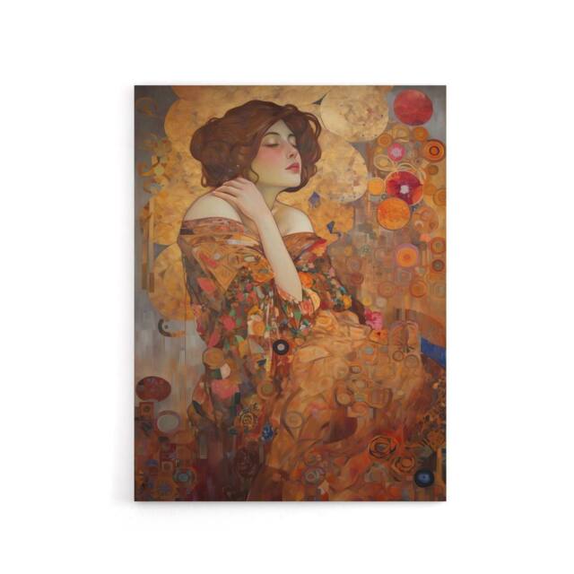 "Artery8 The Dreamer Klimt Inspired Woman Portrait Canvas Wall Art Print in Brown - Size: W18"" x H24""" - image 1