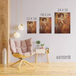 "Artery8 The Dreamer Klimt Inspired Woman Portrait Canvas Wall Art Print in Brown - Size: W18"" x H24""" - thumbnail 4
