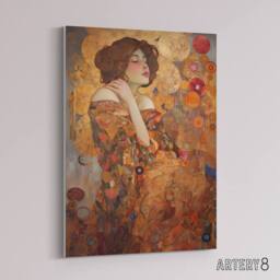 "Artery8 The Dreamer Klimt Inspired Woman Portrait Canvas Wall Art Print in Brown - Size: W18"" x H24""" - thumbnail 2