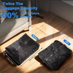 Nordara 33L BAG*1+Pump Reusable Vacuum Storage Bags with Pump, Space Saving in Black - thumbnail 2