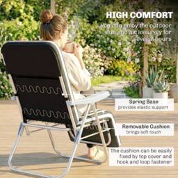 OUTSUNNY Set of 2 Adjustable Sun Lounger Recliner Reclining Seat in Grey - Size: 120 - thumbnail 6