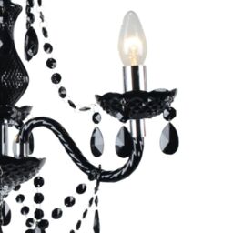 First Choice Lighting Set of 2 Black & Chrome Marie Therese Style 3 x 40W Chandelier - thumbnail 7